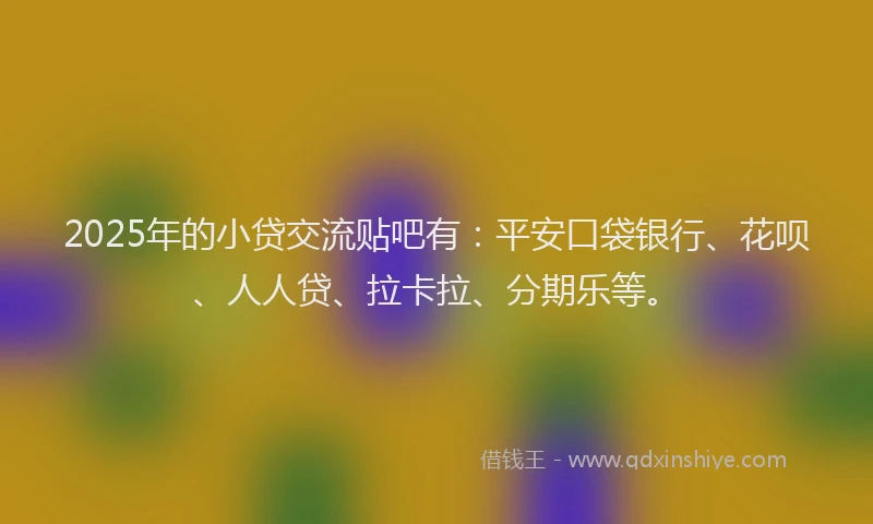 2025年的小贷交流贴吧有：平安口袋银行、花呗、人人贷、拉卡拉、分期乐等。
