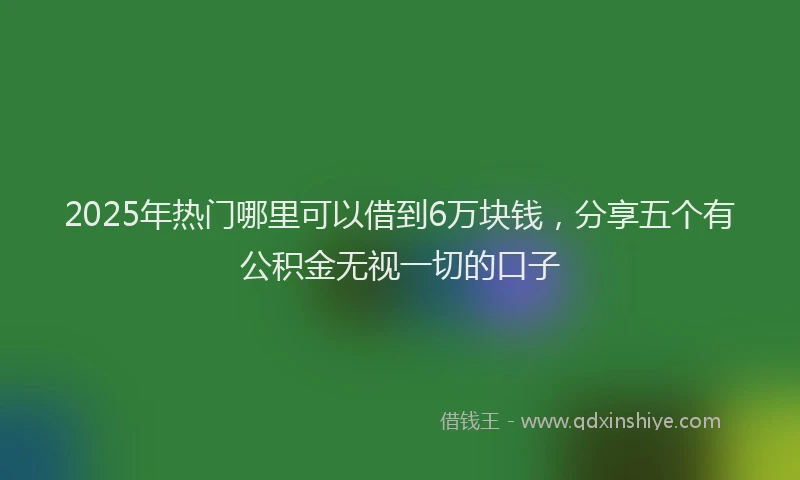 2025年热门哪里可以借到6万块钱，分享五个有公积金无视一切的口子