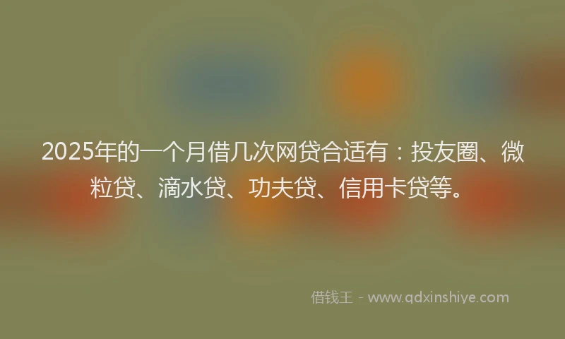 2025年的一个月借几次网贷合适有：投友圈、微粒贷、滴水贷、功夫贷、信用卡贷等。