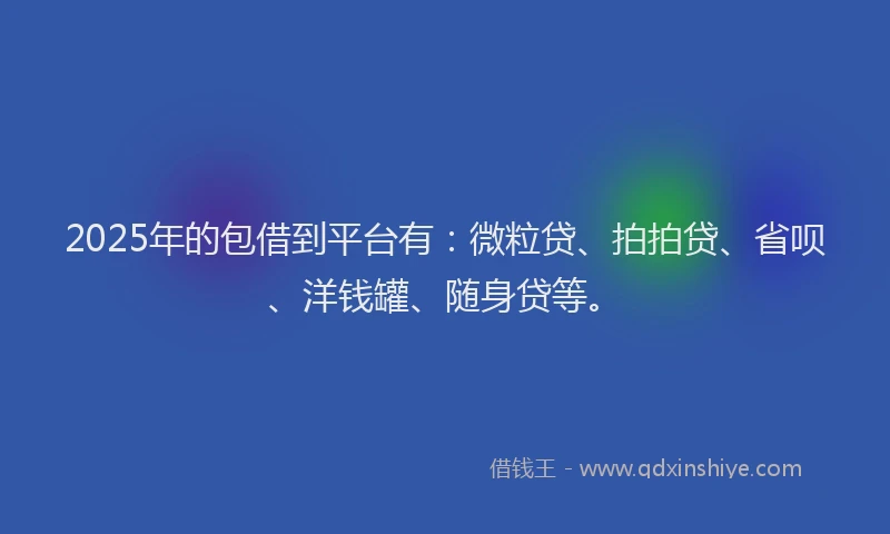 2025年的包借到平台有：微粒贷、拍拍贷、省呗、洋钱罐、随身贷等。
