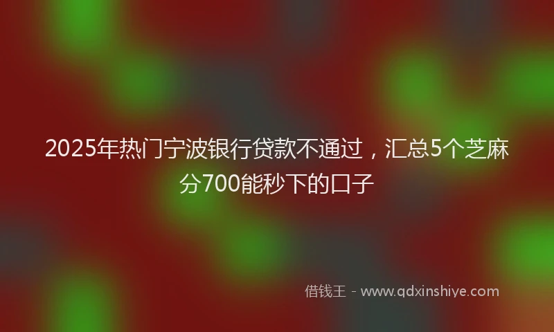 2025年热门宁波银行贷款不通过，汇总5个芝麻分700能秒下的口子
