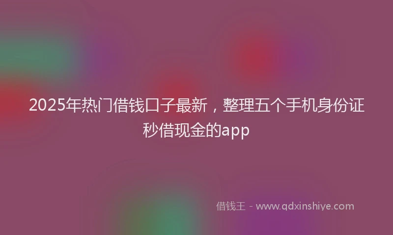 2025年热门借钱口子最新，整理五个手机身份证秒借现金的app