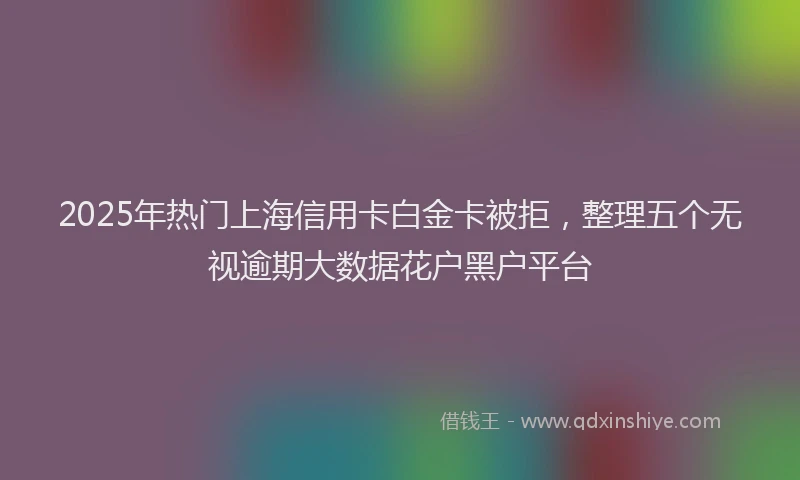 2025年热门上海信用卡白金卡被拒，整理五个无视逾期大数据花户黑户平台