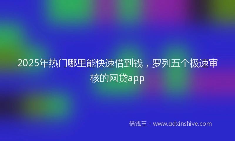 2025年热门哪里能快速借到钱，罗列五个极速审核的网贷app