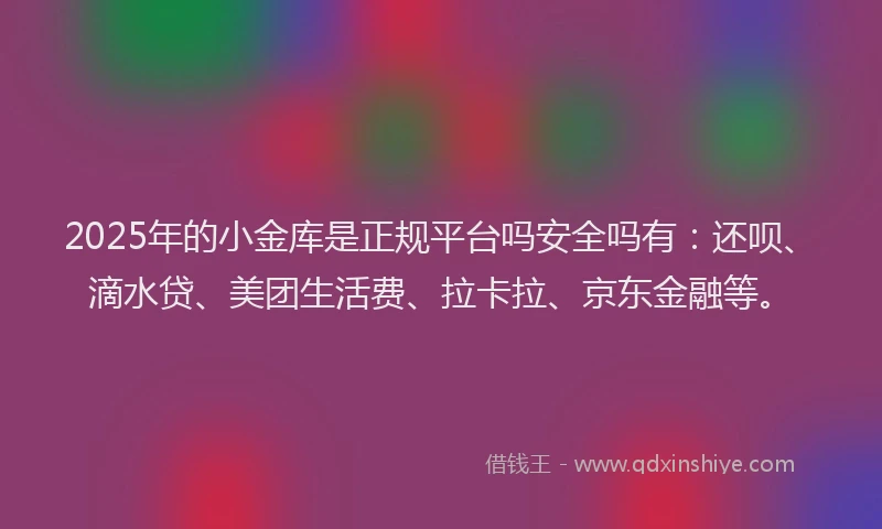 2025年的小金库是正规平台吗安全吗有:还呗、滴水贷、美团生活费、拉卡拉、京东金融等。