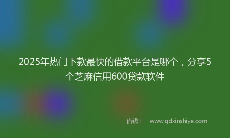 2025年热门下款最快的借款平台是哪个，分享5个芝麻信用600贷款软件