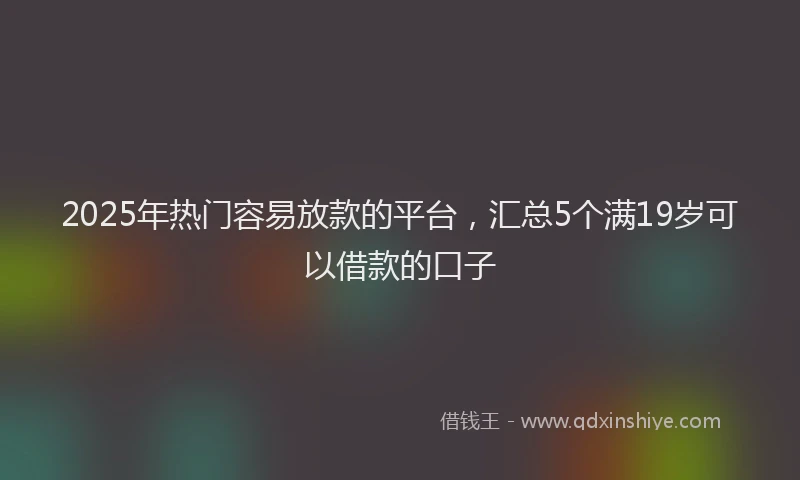 2025年热门容易放款的平台，汇总5个满19岁可以借款的口子