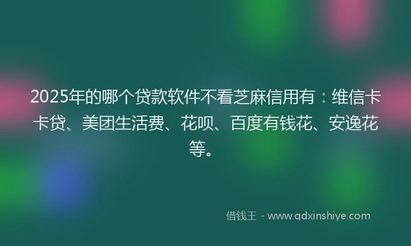 2025年的哪个贷款软件不看芝麻信用有：维信卡卡贷、美团生活费、花呗、百度有钱花、安逸花等。