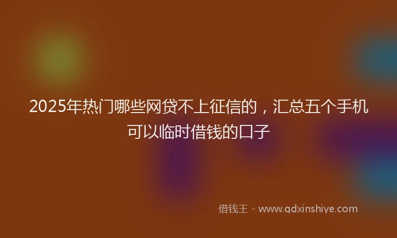 2025年热门哪些网贷不上征信的，汇总五个手机可以临时借钱的口子