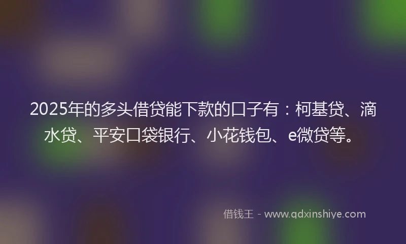 2025年的多头借贷能下款的口子有：柯基贷、滴水贷、平安口袋银行、小花钱包、e微贷等。