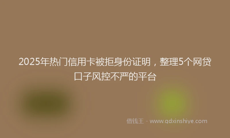 2025年热门信用卡被拒身份证明，整理5个网贷口子风控不严的平台