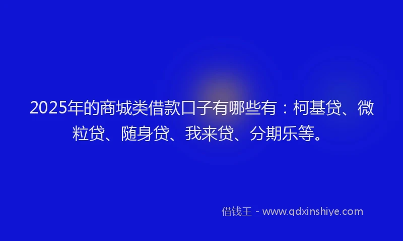 2025年的商城类借款口子有哪些有：柯基贷、微粒贷、随身贷、我来贷、分期乐等。