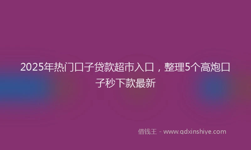 2025年热门口子贷款超市入口，整理5个高炮口子秒下款最新