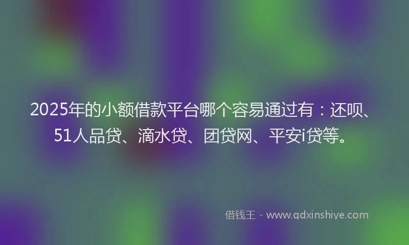2025年的小额借款平台哪个容易通过有：还呗、51人品贷、滴水贷、团贷网、平安i贷等。