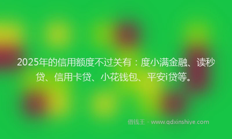 2025年的信用额度不过关有：度小满金融、读秒贷、信用卡贷、小花钱包、平安i贷等。