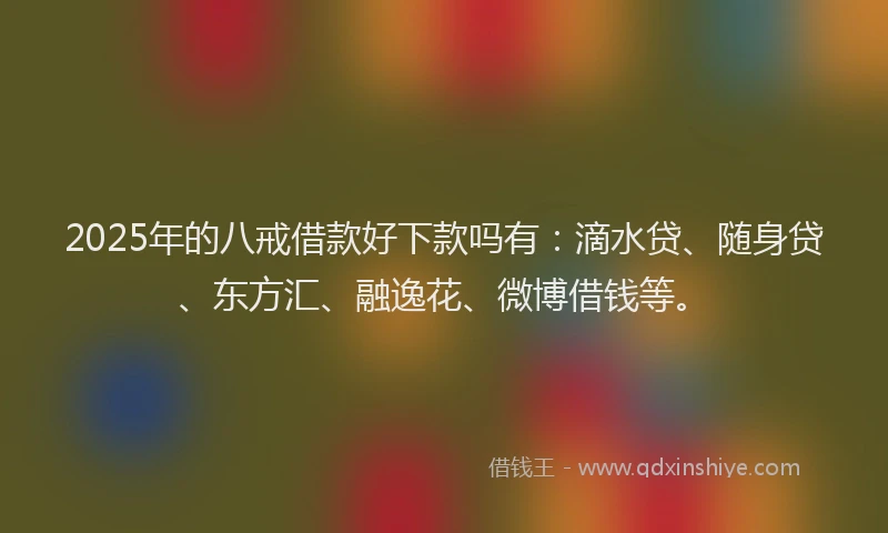 2025年的八戒借款好下款吗有：滴水贷、随身贷、东方汇、融逸花、微博借钱等。