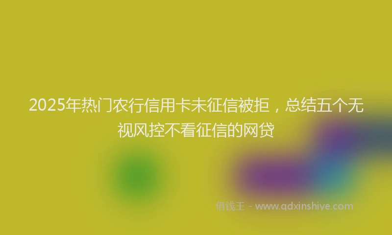2025年热门农行信用卡未征信被拒，总结五个无视风控不看征信的网贷