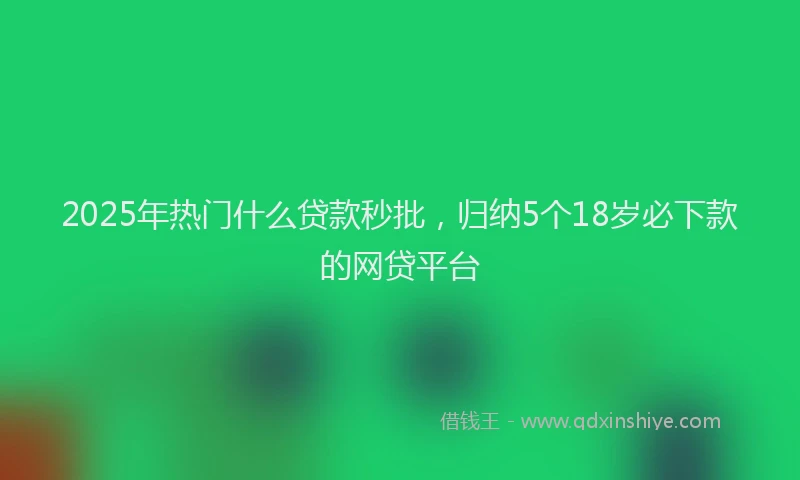 2025年热门什么贷款秒批，归纳5个18岁必下款的网贷平台