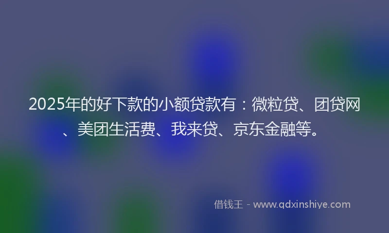 2025年的好下款的小额贷款有：微粒贷、团贷网、美团生活费、我来贷、京东金融等。