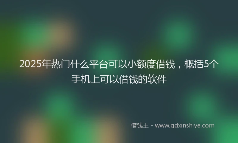 2025年热门什么平台可以小额度借钱，概括5个手机上可以借钱的软件