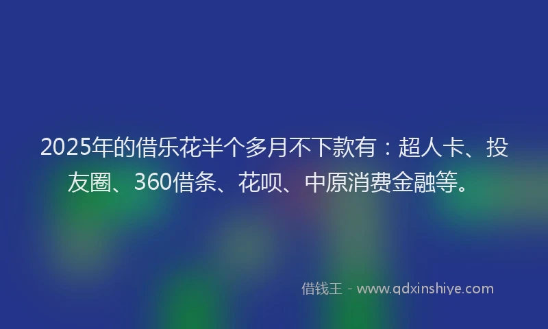 2025年的借乐花半个多月不下款有：超人卡、投友圈、360借条、花呗、中原消费金融等。