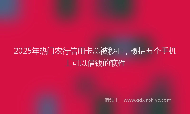 2025年热门农行信用卡总被秒拒，概括五个手机上可以借钱的软件