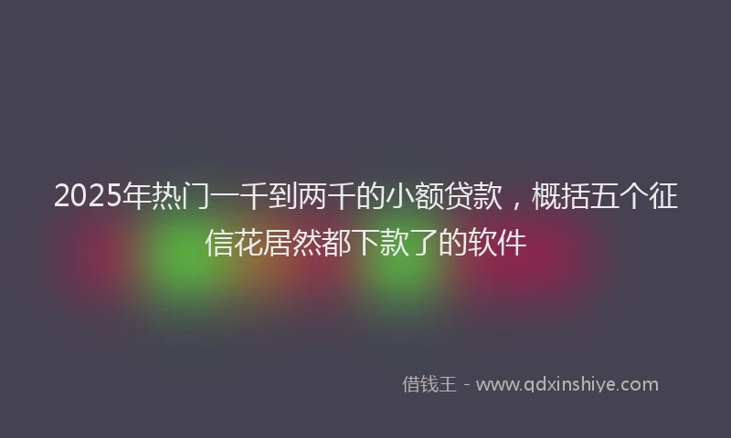 2025年热门一千到两千的小额贷款，概括五个征信花居然都下款了的软件