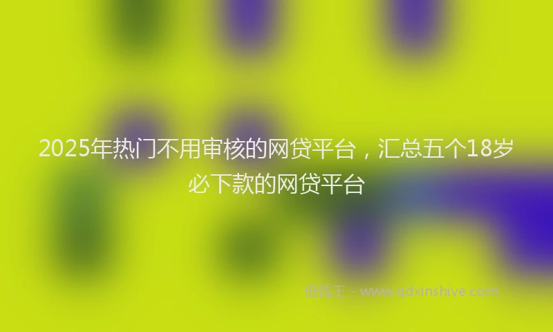 2025年热门不用审核的网贷平台，汇总五个18岁必下款的网贷平台