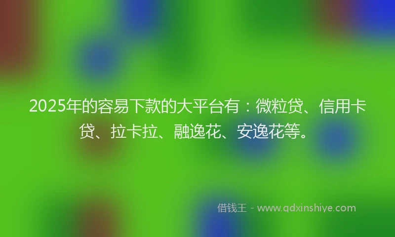 2025年的容易下款的大平台有：微粒贷、信用卡贷、拉卡拉、融逸花、安逸花等。