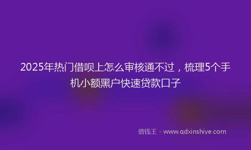 2025年热门借呗上怎么审核通不过，梳理5个手机小额黑户快速贷款口子