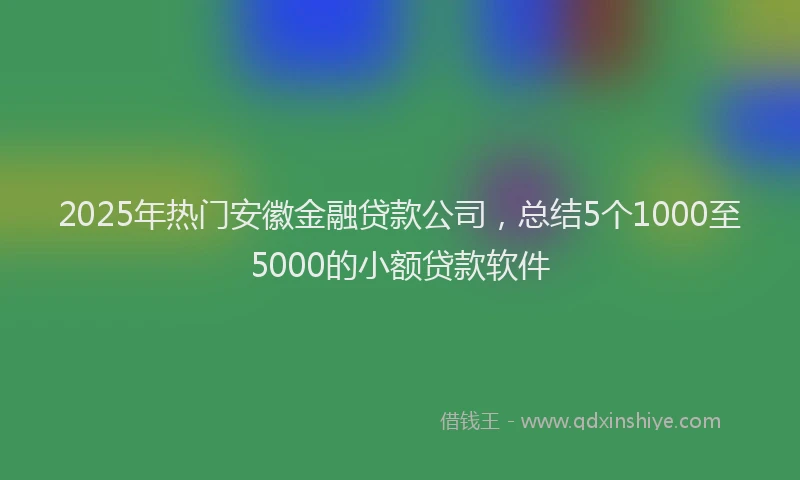 2025年热门安徽金融贷款公司，总结5个1000至5000的小额贷款软件