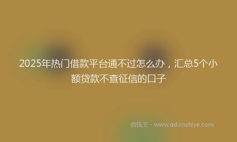 2025年热门借款平台通不过怎么办，汇总5个小额贷款不查征信的口子