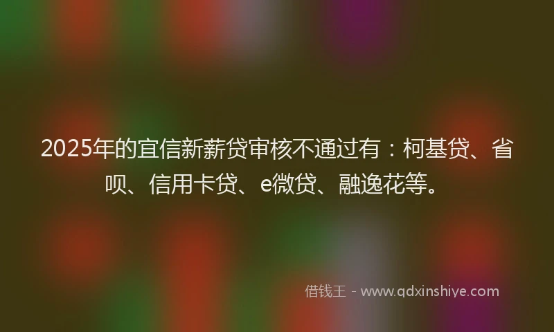 2025年的宜信新薪贷审核不通过有：柯基贷、省呗、信用卡贷、e微贷、融逸花等。