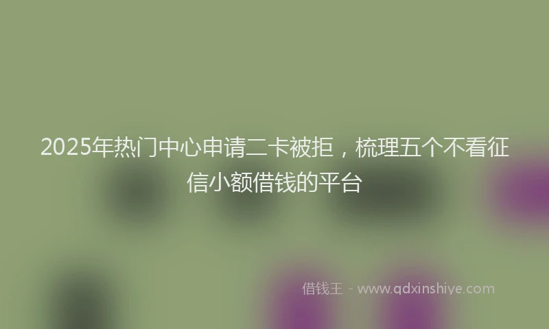 2025年热门中心申请二卡被拒，梳理五个不看征信小额借钱的平台