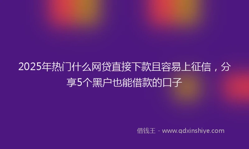 2025年热门什么网贷直接下款且容易上征信，分享5个黑户也能借款的口子