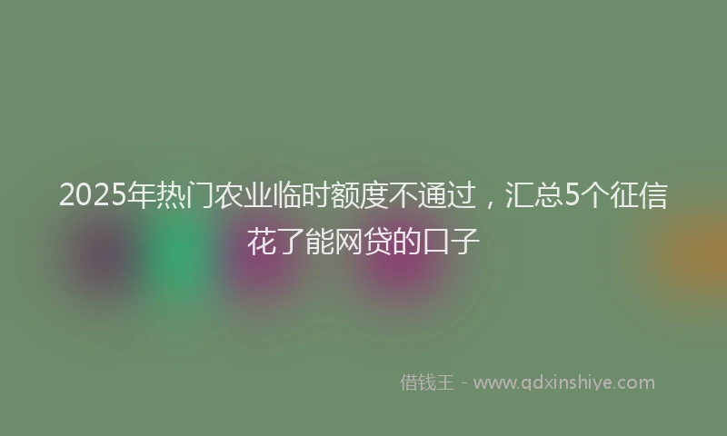 2025年热门农业临时额度不通过，汇总5个征信花了能网贷的口子