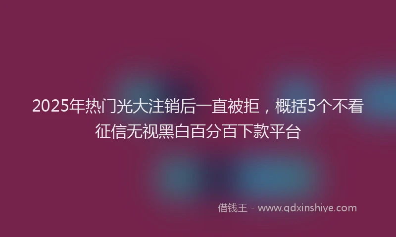 2025年热门光大注销后一直被拒，概括5个不看征信无视黑白百分百下款平台