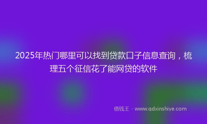 2025年热门哪里可以找到贷款口子信息查询，梳理五个征信花了能网贷的软件