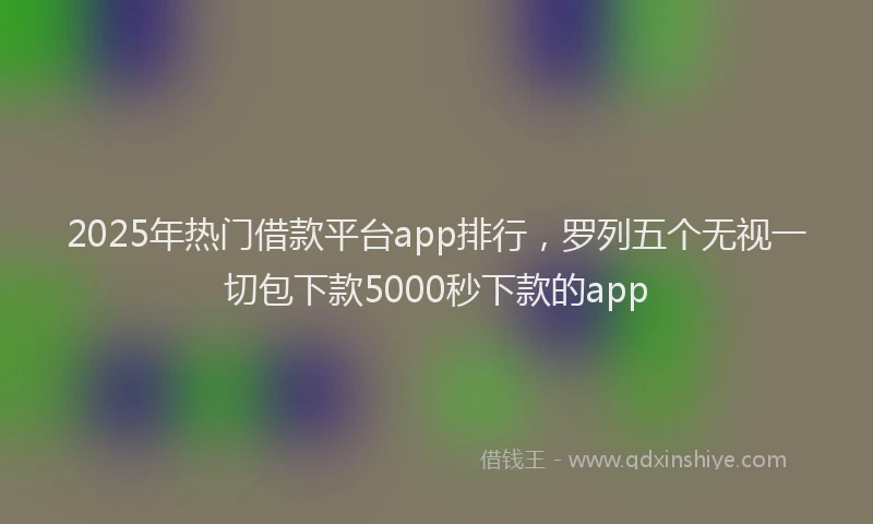 2025年热门借款平台app排行，罗列五个无视一切包下款5000秒下款的app