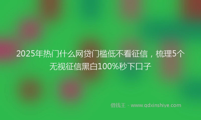 2025年热门什么网贷门槛低不看征信，梳理5个无视征信黑白100%秒下口子