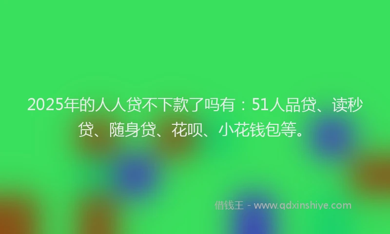 2025年的人人贷不下款了吗有：51人品贷、读秒贷、随身贷、花呗、小花钱包等。