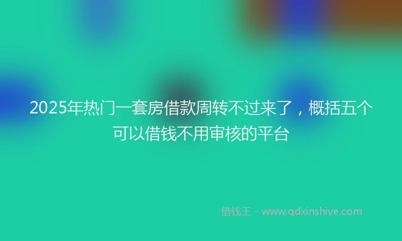 2025年热门一套房借款周转不过来了，概括五个可以借钱不用审核的平台