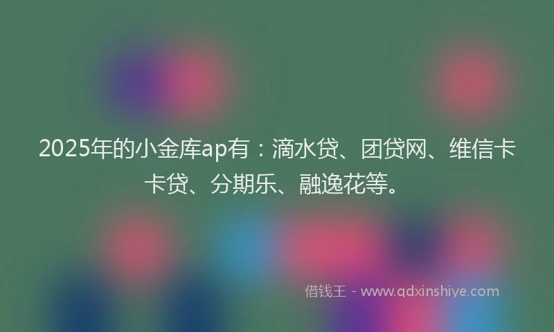2025年的小金库ap有：滴水贷、团贷网、维信卡卡贷、分期乐、融逸花等。