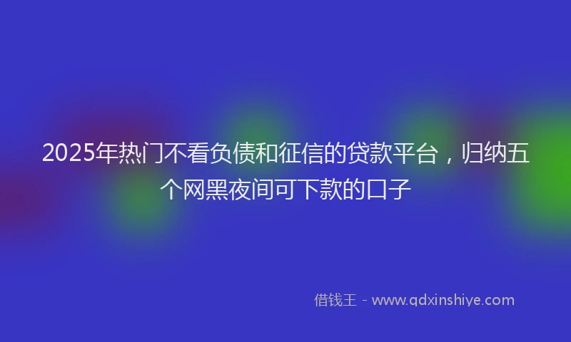 2025年热门不看负债和征信的贷款平台，归纳五个网黑夜间可下款的口子