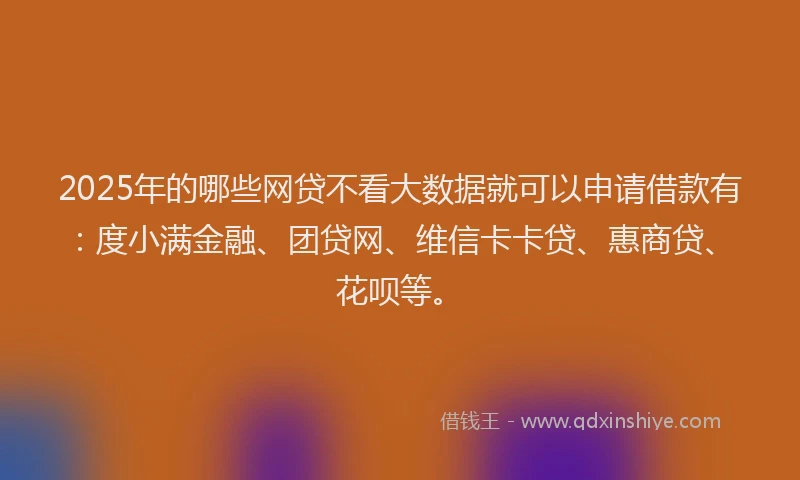 2025年的哪些网贷不看大数据就可以申请借款有：度小满金融、团贷网、维信卡卡贷、惠商贷、花呗等。