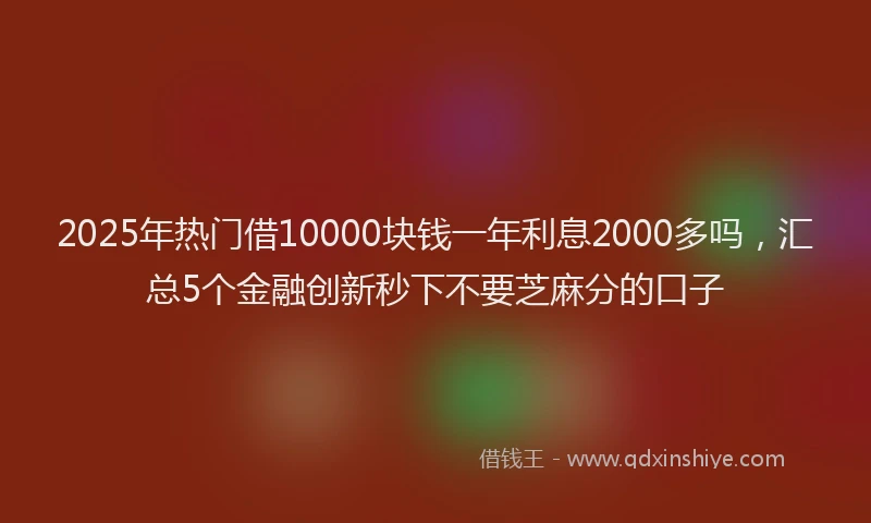 2025年热门借10000块钱一年利息2000多吗，汇总5个金融创新秒下不要芝麻分的口子