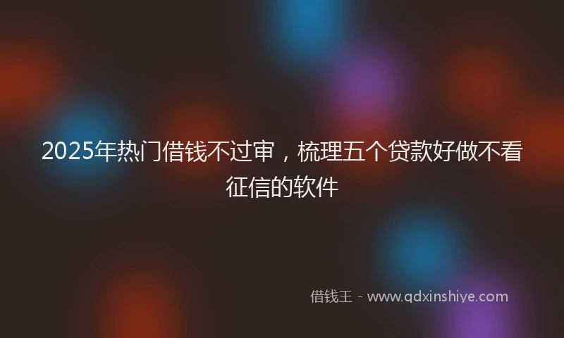 2025年热门借钱不过审，梳理五个贷款好做不看征信的软件