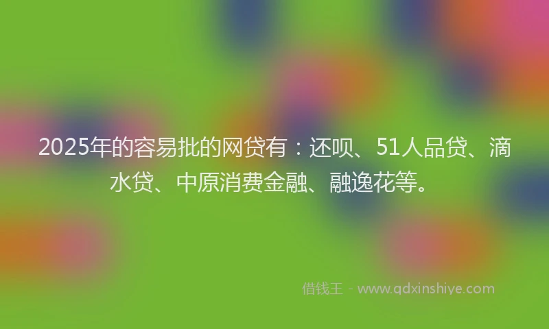 2025年的容易批的网贷有：还呗、51人品贷、滴水贷、中原消费金融、融逸花等。