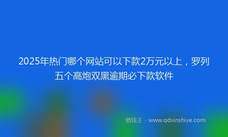 2025年热门哪个网站可以下款2万元以上，罗列五个高炮双黑逾期必下款软件