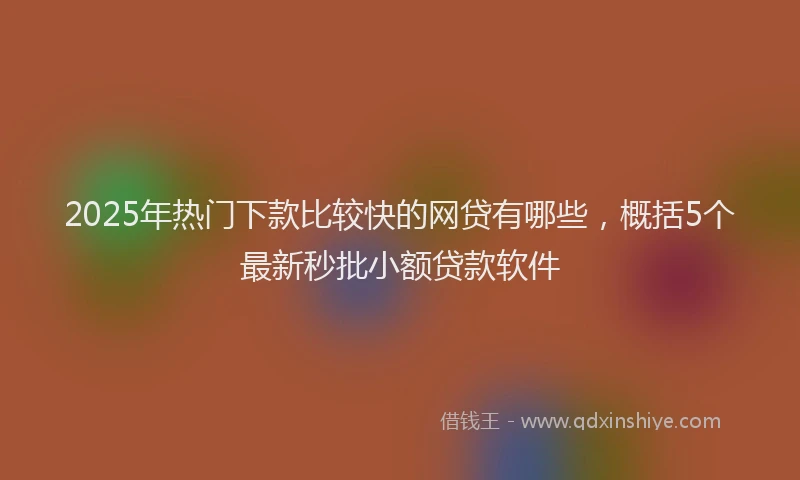 2025年热门下款比较快的网贷有哪些，概括5个最新秒批小额贷款软件
